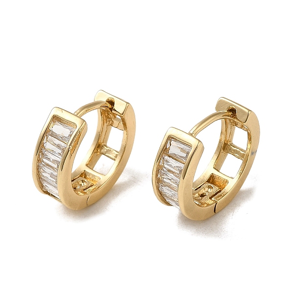 

PandaHall Brass Micro Pave Cubic Zirconia Hoop Earring, Light Gold, 14x5mm Brass