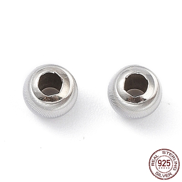 

PandaHall Rhodium Plated 925 Sterling Silver Beads, Textured, Rondelle, Platinum, 6x5mm, Hole: 2.5mm Sterling Silver Rondelle