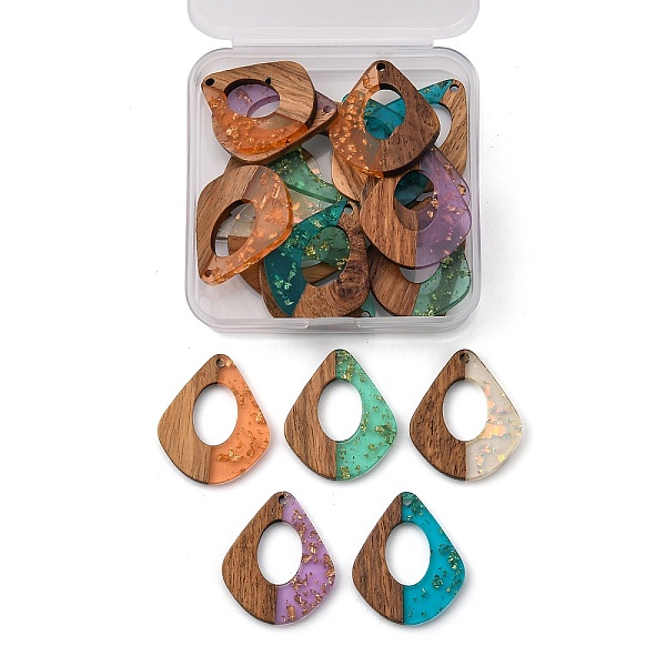 

PandaHall Transparent Resin & Walnut Wood Pendants, with Glitter Paillettes, Teardrop, Silver, Mixed Color, 32.5x27.5x3mm, Hole: 2mm..., Multicolor