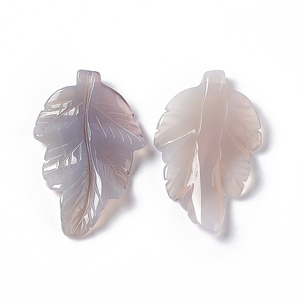 

PandaHall Natural Grey Agate Pendants, Leaf Charms, 41.5x25~26x5mm, Hole: 0.8mm Grey Agate Leaf