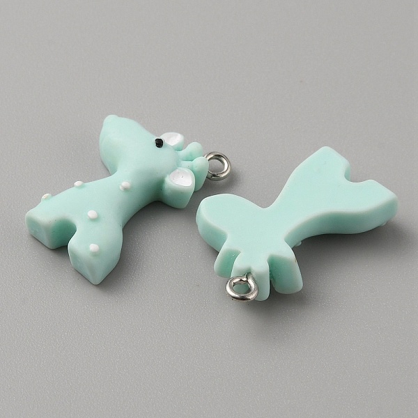 

PandaHall 6Pcs Opaque Resin Pendants, Giraffe Charms, with Platinum Tone Iron Loops, Aquamarine, 25x16.5x6mm, Hole: 2mm Iron+Resin Other..., Green