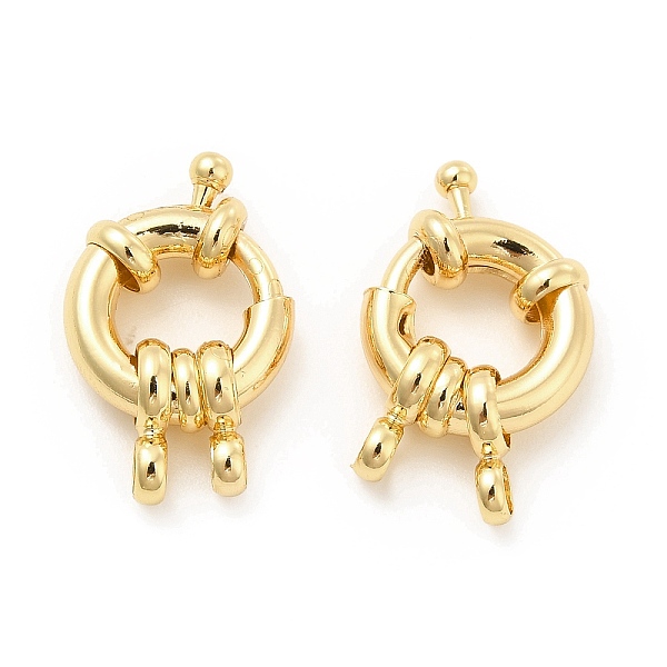 

PandaHall Brass Spring Ring Clasps, Real 18K Gold Plated, 22x13.5x5mm, Hole: 2.7mm Brass