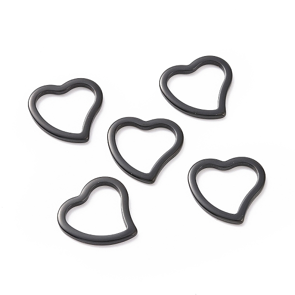 PandaHall 304 Stainless Steel Linking Rings, Heart, Electrophoresis Black, 14.5x15x1.5mm, Hole: 12x10mm 304 Stainless Steel Heart