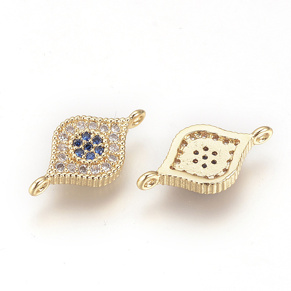 

PandaHall DIY Brass Micro Pave Cubic Zirconia Links, Eye, Golden, 8x16x2mm, Hole: 1mm Brass+Cubic Zirconia Eye