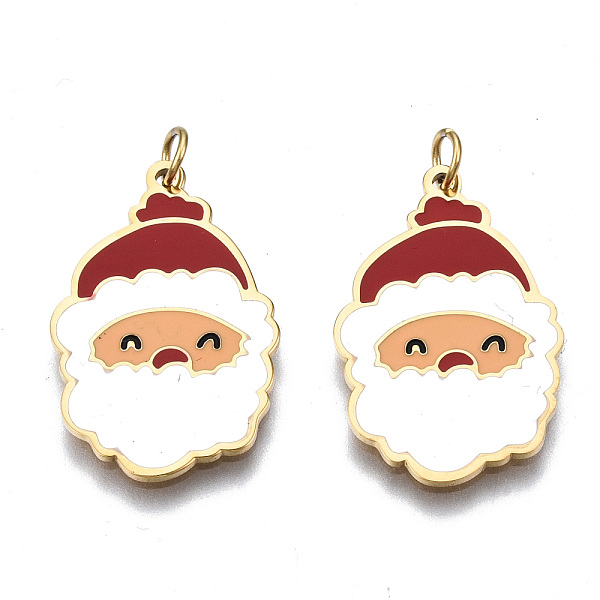 

PandaHall 316 Surgical Stainless Steel Enamel Pendants, with Jump Rings, Santa Claus, White and Red, Real 14K Gold Plated, 22x14x1mm, Jump...