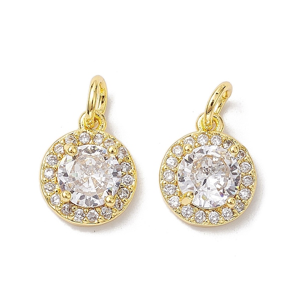 

PandaHall Brass Micro Pave Clear Cubic Zirconia Charms, with Jump Ring, Flat Round, Real 18K Gold Plated, 11.5x9.5x4mm, Hole: 3.4mm...