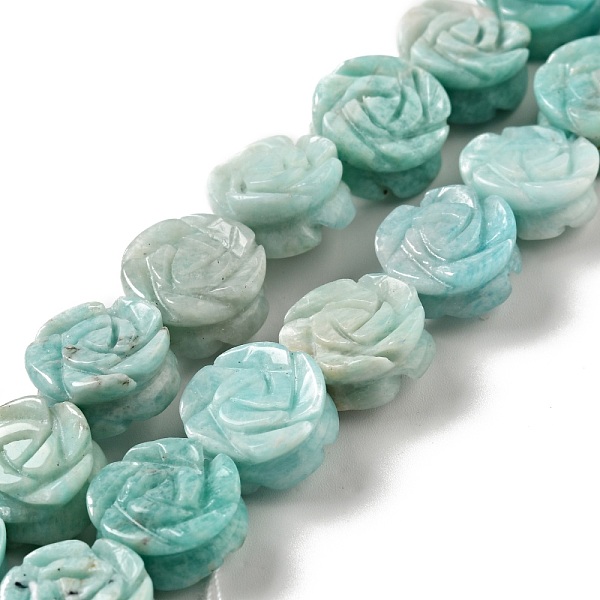 

PandaHall Natural Amazonite Beads Strands, Rose, 14x7.5~8mm, Hole: 1.2mm, about 28~29pcs/strand, 15.16''(38.5~41.5cm) Amazonite Flower
