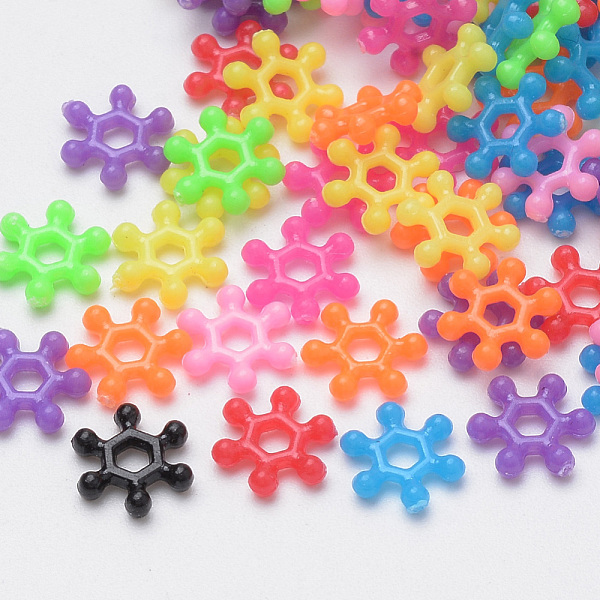 

PandaHall Acrylic Beads, Snowflake, Mixed Color, 8x7x2mm, Hole: 1.5mm, about 25000pcs/500g Acrylic Snowflake Multicolor