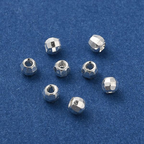 

PandaHall Brass Spacer Beads, Faceted, Barrel, 925 Sterling Silver Plated, 3x2.3mm, Hole: 1.2mm Brass Barrel