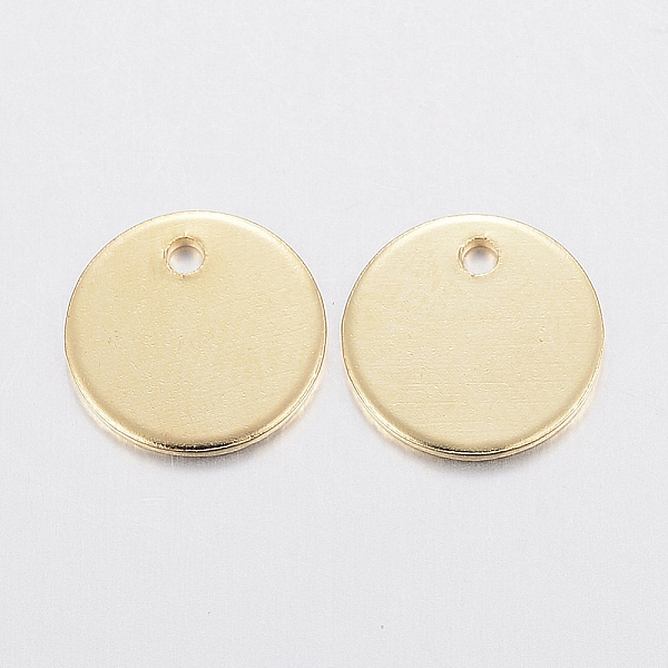 

PandaHall 304 Stainless Steel Charms, Stamping Blank Tag, Flat Round, Golden, 8x0.8mm, Hole: 1.2mm 304 Stainless Steel Flat Round