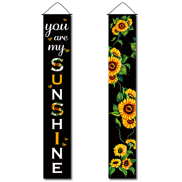 PandaHall Hanging Polyester Sign for Home Office Front Door Porch Welcome Decorations, Rectangle with Word You Are My Sunshine, Sunflower...
