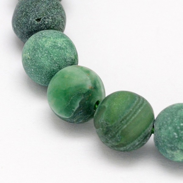 

PandaHall Natural African Jade Round Beads Strands, Frosted, 4mm, Hole: 1mm, about 92pcs/strand, 15.5 inch African Jade Round