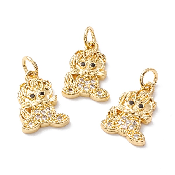 

PandaHall Brass Micro Pave Clear Cubic Zirconia Pendants, Long-Lasting Plated, Lead and Cadmium Free, Lion, Golden, 15x10x2mm, Hole: 3.2mm..., Gold