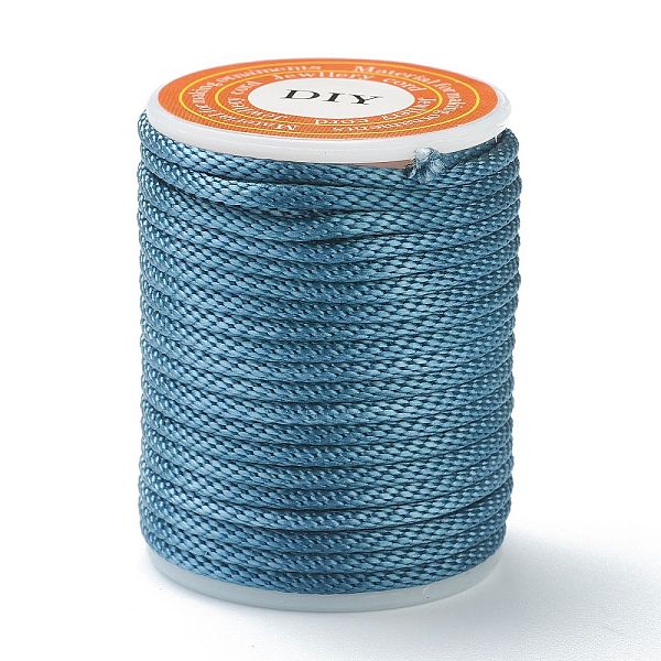 

PandaHall Polyester Braided Cords, for Jewelry Making Beading Crafting, Steel Blue, 1.5mm, about 4.37 yards(4m)/roll Polyester
