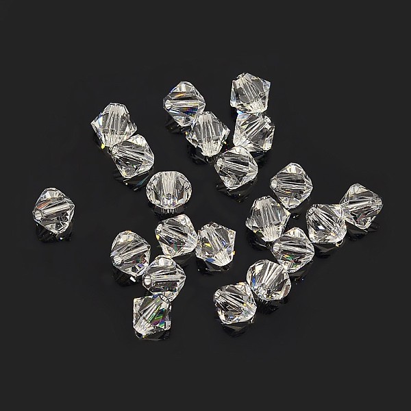 austrian crystal beads, 5301 6mm, bicone, crystal, size: about 6mm long, 6mm wide, hole: 1mm