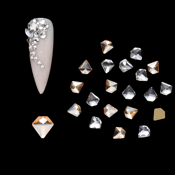 

PandaHall Flat Back Glass Rhinestone Cabochons, Nail Art Decoration Accessories, Faceted, Diamond Shape, Mixed Color, 5x5x2mm, 20pcs/bag..., Multicolor