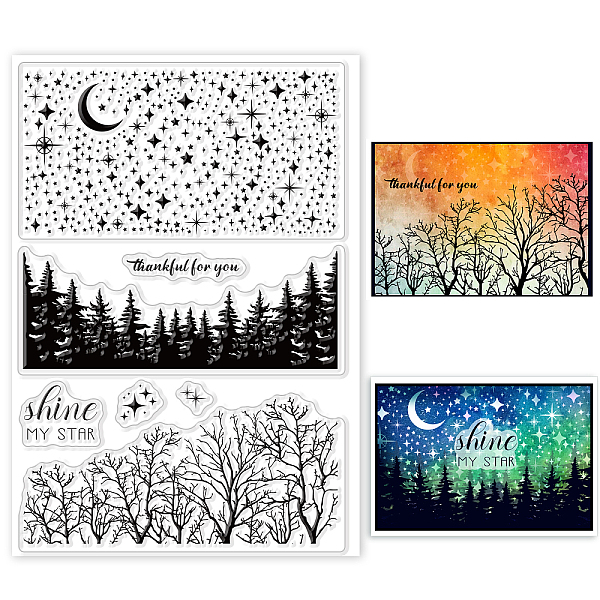 

PandaHall GLOBLELAND Tree Clear Stamps for Card Making Decorative Tree Branch Background Forest Transparent Silicone Stamps for DIY...