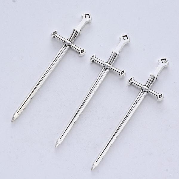 

PandaHall Tibetan Style Alloy Cabochons, Long Swords, Cadmium Free & Lead Free, for Crafting, Jewelry Making, Antique Silver, 80x23x5mm...