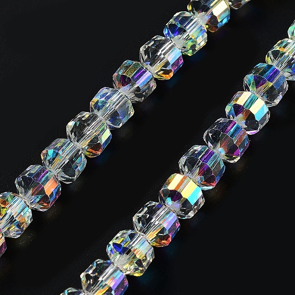 

PandaHall Electroplate Rondelle Glass Beads Strands, AB Color Plated, Faceted, Clear AB, 7.5x7mm, Hole: 1.4mm, about 70pcs/strand, 19.69''..., White