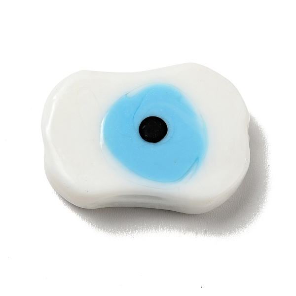 

PandaHall Handmade Evil Eye Lampwork Beads, Oval, White, 18x25x5mm, Hole: 1.6mm Lampwork Oval White