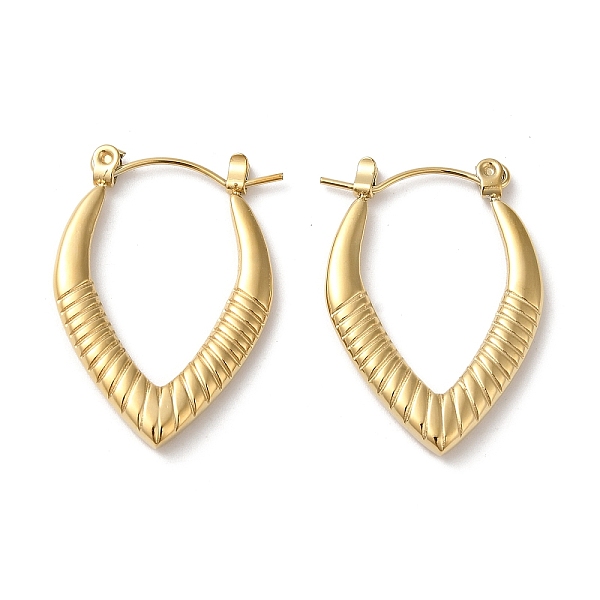 

PandaHall Rack Plating 304 Stainless Steel Hoop Earrings for Women, Teardrop, Real 18K Gold Plated, 28x20x3mm 304 Stainless Steel Teardrop