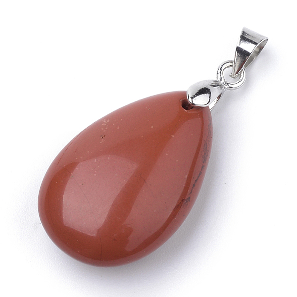 

PandaHall Natural Red Jasper Pendants, with Alloy Findings, teardrop, Platinum, 23~24x14x8mm, Hole: 4x5mm Red Jasper Teardrop
