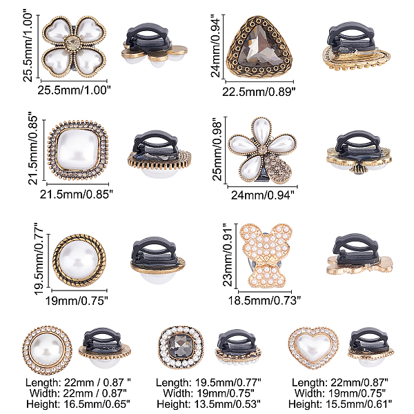 

PandaHall FINGERINSPIRE 9 Pcs Shoelaces Charms 9 Retro Style Pearl Heart Bear Four Leaf Clover Shape Crystal Shoes Bag Decoration...