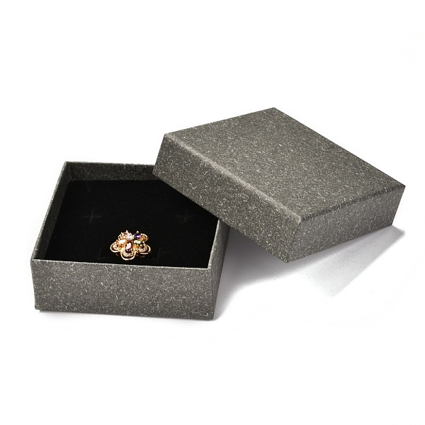 PandaHall Square Paper Jewelry Box, Snap Cover, with Sponge Mat, for Rings and Bracelet Packaging, Olive, 10x10x3.6cm Paper Square Green