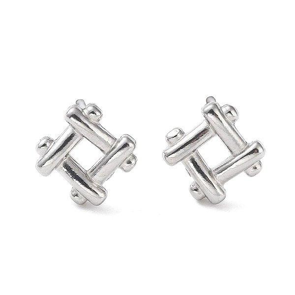 

PandaHall 304 Stainless Steel Stud Earrings, Hollow Rhomhus, Stainless Steel Color, 7x7mm 304 Stainless Steel Rhombus