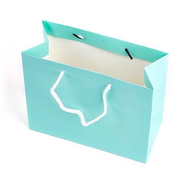 

PandaHall Kraft Paper Bags, with Handles, Gift Bags, Shopping Bags, Rectangle, Aquamarine, 18x22x10.2cm Paper None Green