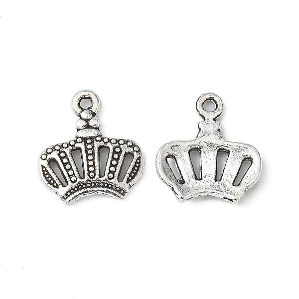 PandaHall Tibetan Style Alloy Charms, Cadmium Free & Lead Free, Crown, Antique Silver, 14x12x2mm, Hole: 1mm Alloy Crown