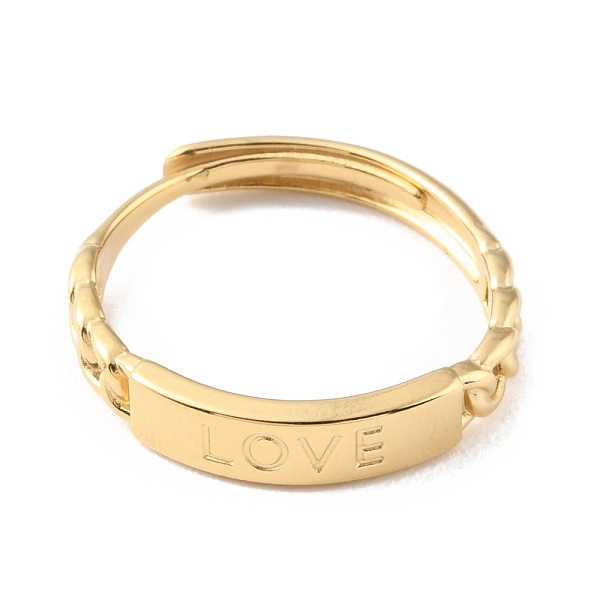 

PandaHall 304 Stainless Steel Rectangle with Word Love Adjustable Rings for Valentine's Day, Real 14K Gold Plated, Inner Diameter: 17mm 304...