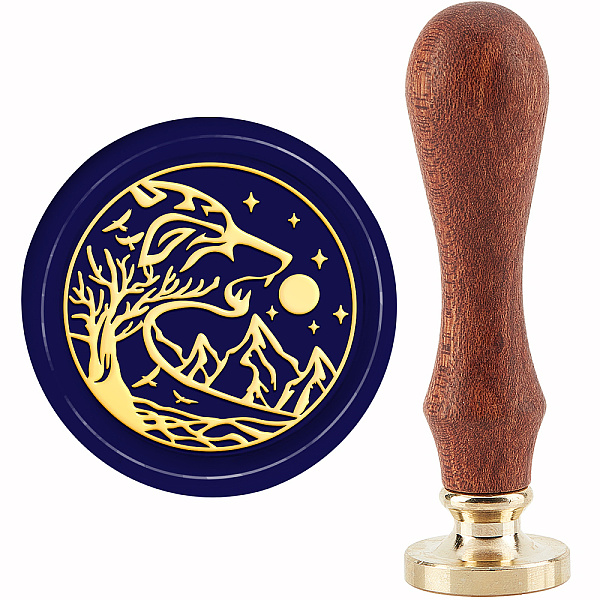 

PandaHall CRASPIRE Wolf Wax Seal Stamp Mountain Wax Stamp 30mm/1.18inch Removable Brass Head Sealing Stamp with Wooden Handle for Invitation...