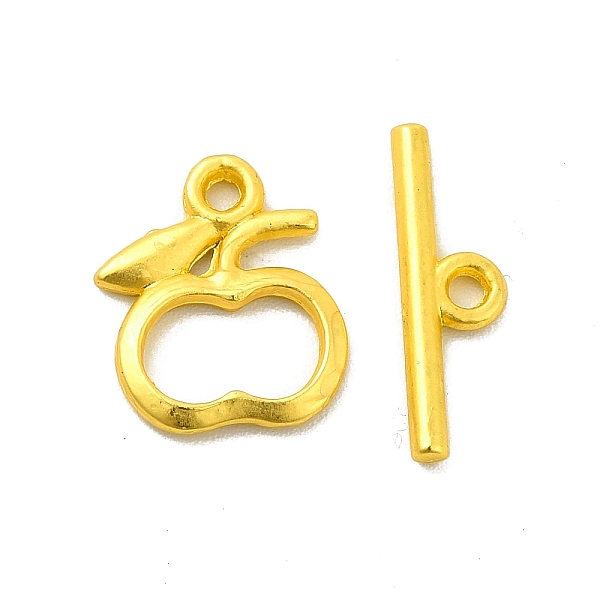 

PandaHall Rack Plating Alloy Toggle Clasps, Apple, Matte Gold Color, Bar: 16x5x1.5mm, Hole: 1.5mm, Apple: 13x10.5x1.5mm, Hole: 1.4mm Alloy...