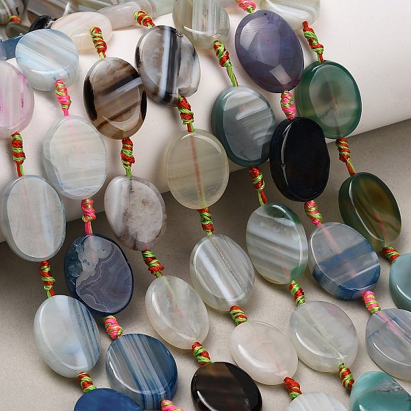 Brins de perles d'agate à bandes naturelles