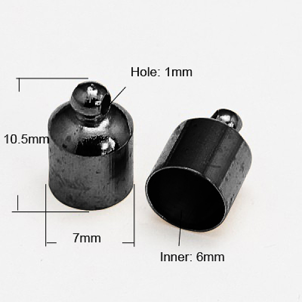 

PandaHall Brass Cord Ends, Gunmetal, 10.5x7mm, Hole: 1mm Brass