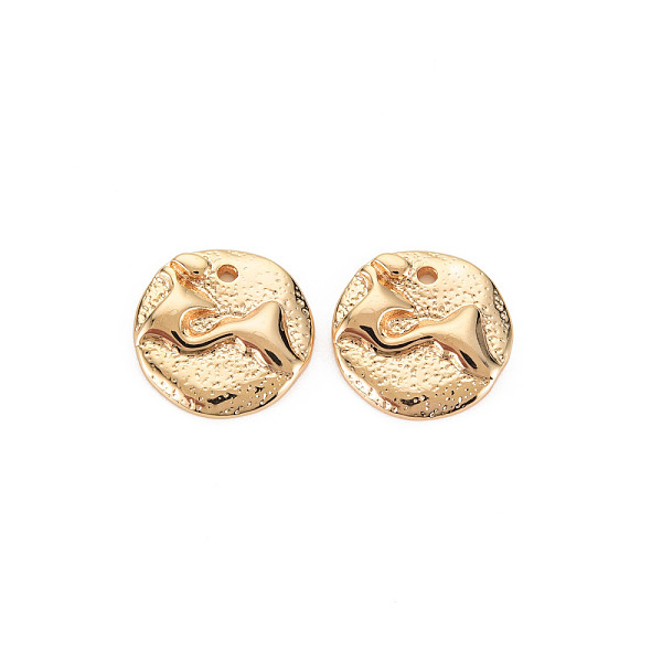 

PandaHall Brass Pendants, Nickel Free, Flat Round, Real 18K Gold Plated, 15x14.5x2.5mm, Hole: 1.4mm Brass Flat Round