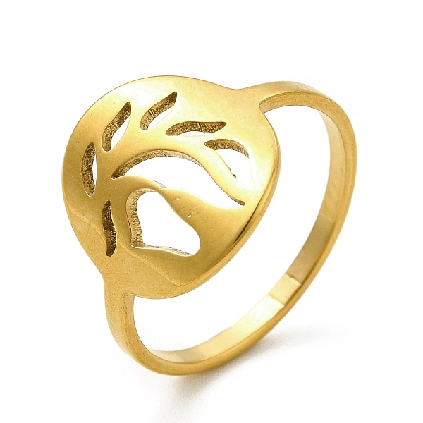 

PandaHall Ion Plating(IP) 201 Stainless Steel Finger Rings, Hollow Out Leaf Wide Band Rings for Women, Golden, Inner Diameter: 17mm, Leaf...