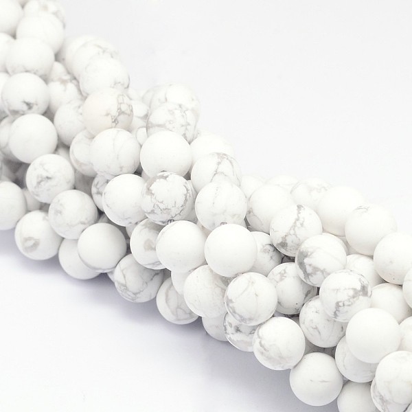 

PandaHall Round Natural Howlite Bead Strands, Frosted, 10mm, Hole: 1mm, about 40pcs/strand, 15.74 inch Howlite Round
