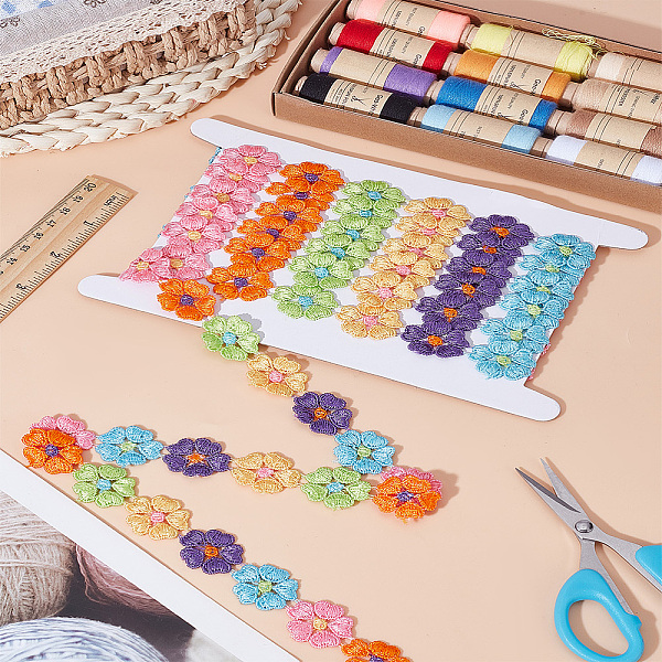 5 Yards 5 Petals Flower Polyester Lace Trims