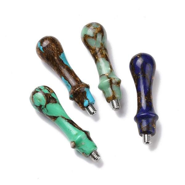 

PandaHall Natural Imperial Jasper Mixed Auriculite Wax Seal Handle, with 201 Stainless Steel Screws, for Wax Seal Stamp Making, Mixed Color..., Multicolor