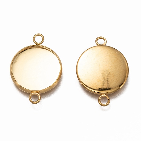 

PandaHall 304 Stainless Steel Cabochon Connector Settings, Plain Edge Bezel Cups, Flat Round, Real 18K Gold Plated, Tray: 16mm, 25x18x2mm...