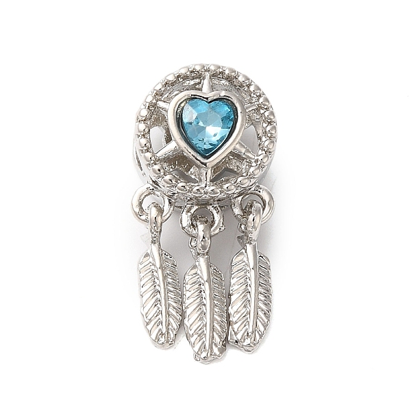 

PandaHall Rack Plating Alloy Rhinestone European Beads, Cadmium Free & Nickel Free & Lead Free, Large Hole Beads, Woven Net/Web with Feather..., Cyan
