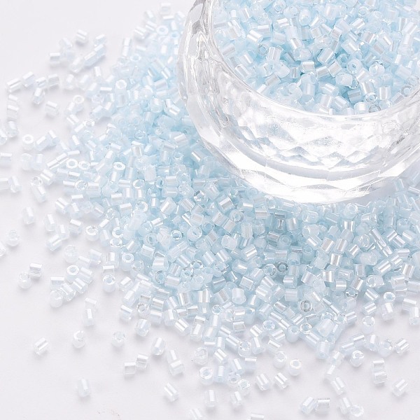 

PandaHall Glass Cylinder Beads, Seed Beads, Inside Colours Luster, Round Hole, Light Cyan, 1.5~2x1~2mm, Hole: 0.8mm, about 8000pcs/bag...