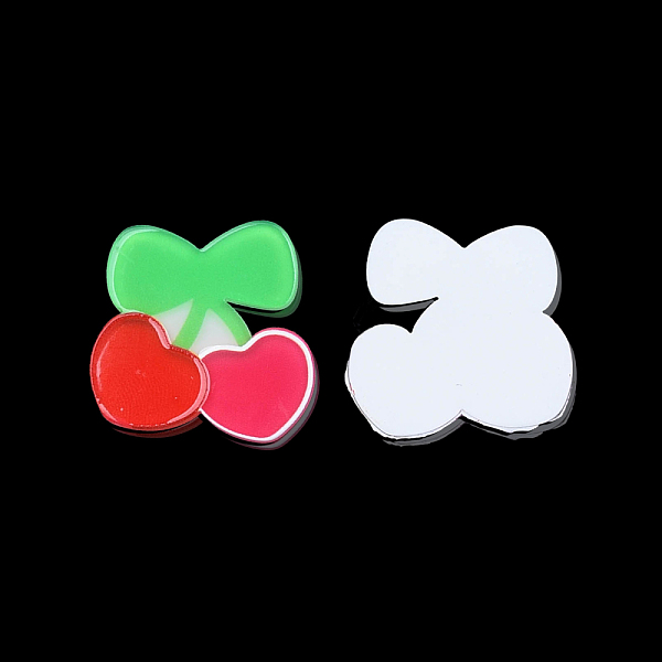 

PandaHall Printed Acrylic Cabochons, Cherry, Red, 28x27.5x2mm Acrylic Cherry Red