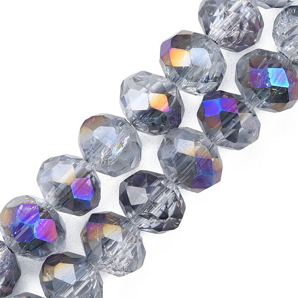 

PandaHall Transparent Crackle Electroplate Glass Beads Strands, Half Plated, Faceted, Abacus, Indigo, 8x6.5mm, Hole: 1.4mm, about..., Purple