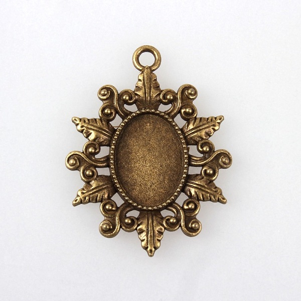 

PandaHall Vintage Tibetan Style Alloy Flower Pendant Cabochon Bezel Settings, Cadmium Free & Nickel Free & Lead Free, Antique Bronze, Oval...