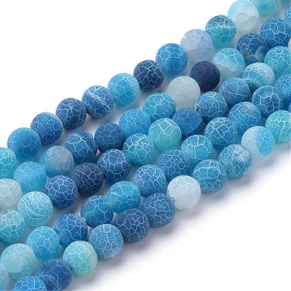 

PandaHall Natural & Dyed Crackle Agate Bead Strands, Frosted Style, Round, Blue, 8mm, Hole: 1mm, about 48pcs/strand, 14 inch Crackle Agate...
