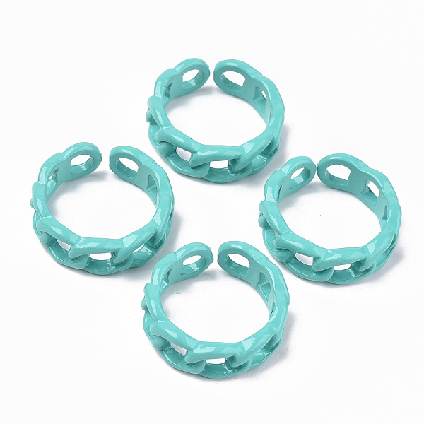 

PandaHall Spray Painted Alloy Cuff Rings, Open Rings, Cadmium Free & Lead Free, Curb Chain Shape, Turquoise, US Size 7 1/4(17.5mm) Alloy..., Green