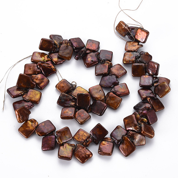 

PandaHall Natural Keshi Pearl Beads Strands, Cultured Freshwater Pearl, Dyed, Square, Sienna, 11~21x9~13x3~5mm, Hole: 0.5mm, about..., Brown